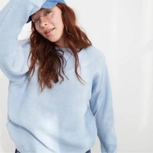 Aerie Light Blue The Sweat Waffle Knit Thermal Oversized Sweatshirt, S